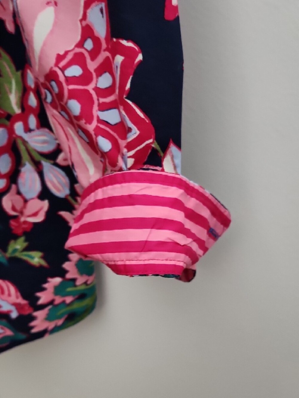 Talbots Multicolor Floral Button Down in Navy and Pink - Picture 5 of 6